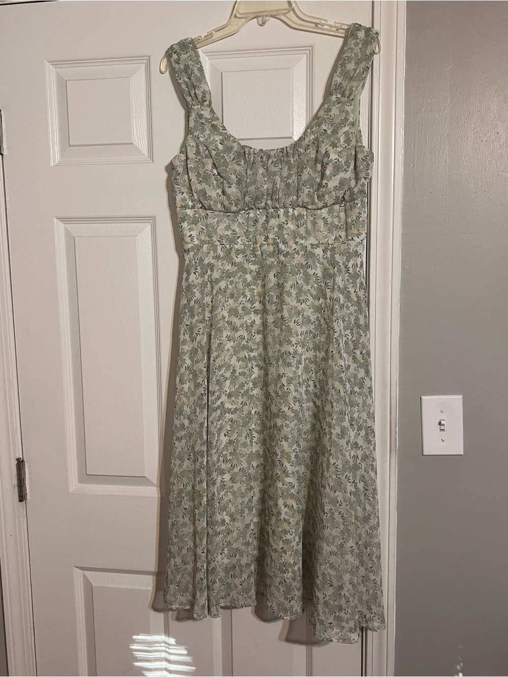 connected apparel Sage Green Floral Midi Dress